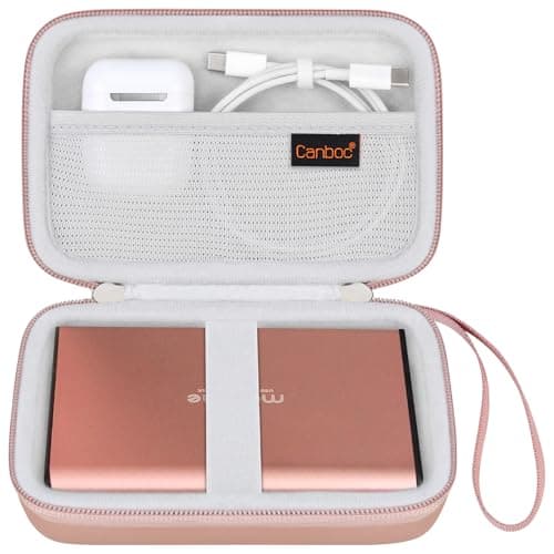 Canboc Hard Carrying Case for Maxone 250GB 320GB 500GB 1TB 2TB Ultra Slim Portable External Hard Drive HDD USB 3.0, Mesh Pocket fits Dongle, Flash Drives, USB Cable, SD Card, Rose Gold