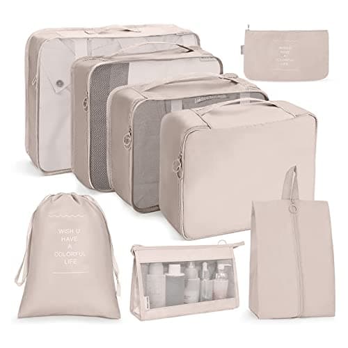 OSDUE Packing Cubes for Suitcase, 8PCS Thickening Travel Organiser Packing Bags Lightweight Travel Accessories Organizers Essentials Clothes Shoes Cosmetics Toiletries Storage Bags