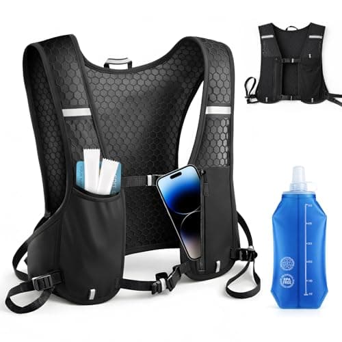 Running Vest, Hydration Vest with Water Bottle, Running Vest for Mens & Women, Running Backpack, Adjustable, Reflective Strips, Unisex