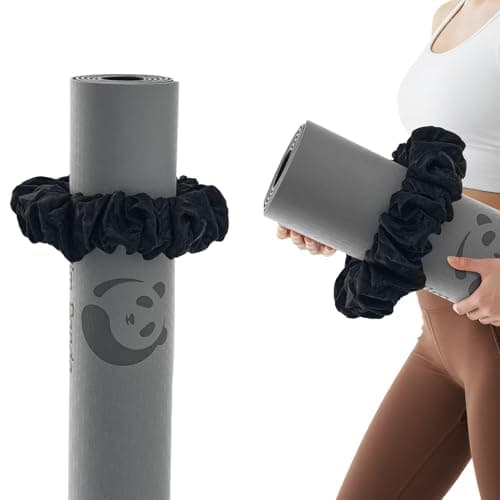 Slim Panda Yoga Mat Strap, 2-in-1 Yoga Mat Carrier & Hair Scrunchie, Premium Velvet Adjustable Carry Strap for 1-6mm Mats | Portable, Stylish, Durable & Elastic (Mat Not Included)