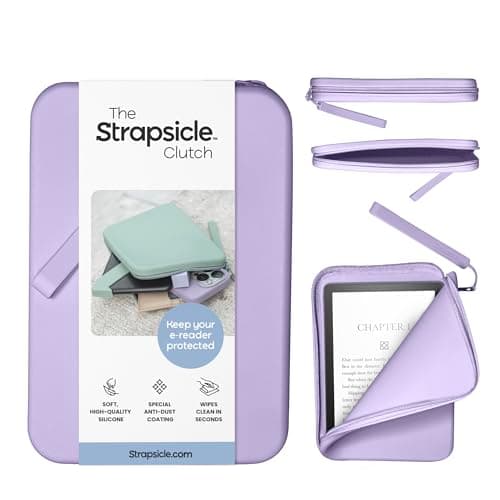 Strapsicle Silicone Clutch for Kindle & E-Readers - Multi-Purpose Bag for Phone, Wallet & Keys - Fits 6'' Kindles, Kobos, Nook, 6.8" Paperwhite, iPad Mini 6 - Anti-Dust Coating - Lilac