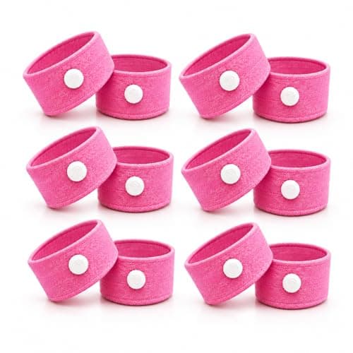 Anti-Sickness Travel Bands - Acupressure Wristbands for Motion Sickness and Nausea Relief (X6 Pairs (Pink))