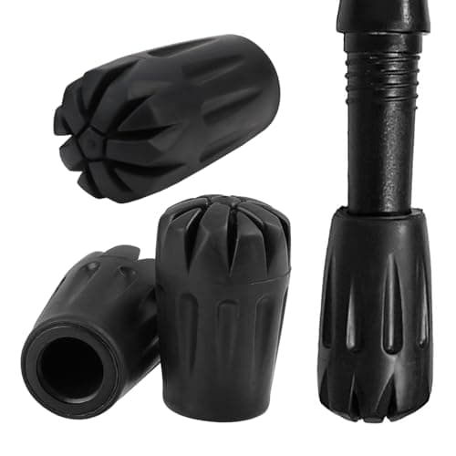 4 Pcs Trekking Pole Tips – Durable Walking Stick Rubber Ends, Universal Fit for Hiking Poles, Anti-Slip Replacement Feet for Trekking, Walking Pole Accessories for Seniors & Hikers
