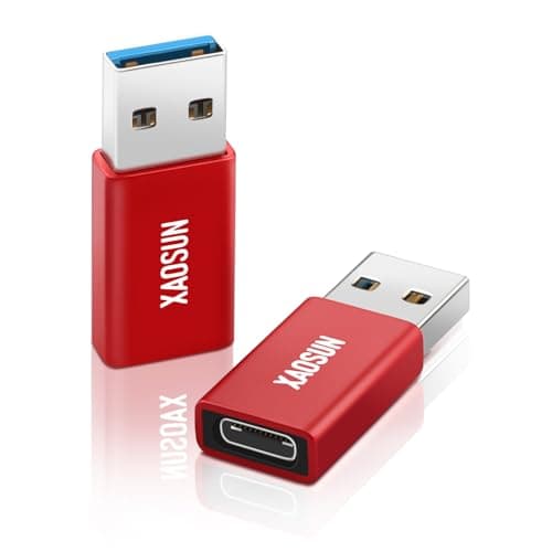 XAOSUN 10Gbps USB A to USB C Adapter, 3.2 USB to USB C Adaptor, Red 2-Pack