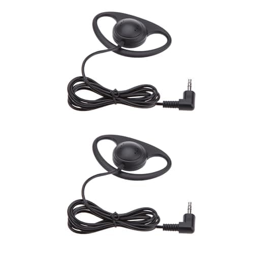 Sxhlseller Mono Wired Headset with D-Shape Earpiece | 3.5mm Single Ear Hook Earbud for Tour Guide System, Lightweight Ergonomic Earphone for Travel Conference Online Class, 2-Pack (2pcs)