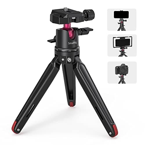 SMALLRIG Mini Tripod Tabletop Tripod with 360° Ball Head and 1/4 Screw for DSLR Cameras, Projectors, Webcams, GoPro and Smartphone Mount Adapter - BUT2664