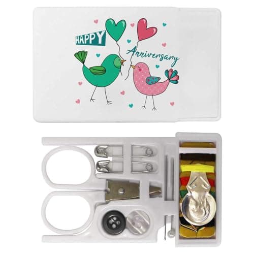 Azeeda 'Anniversary Lovebirds' Mini Travel Sewing Kit (SE00035502)