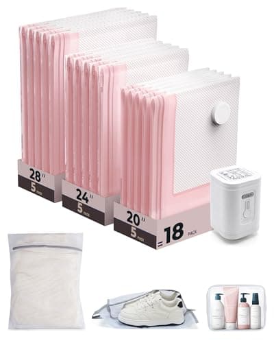 BAGSMART Travel Vacuum Bags for Suitcase & Home, 18 Pack with Wireless Pump