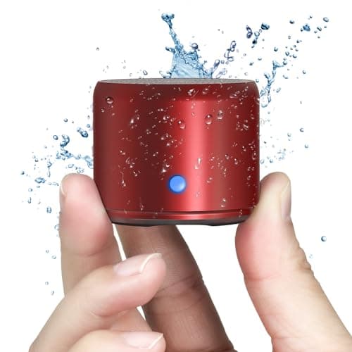 EWA Carrying Case Included, Mini Portable Wireless Bluetooth Speaker with Extra Bass, Waterproof IP67, with 12 Hours of Playback, Reading, Hiking, Beach and Travel… (Red)