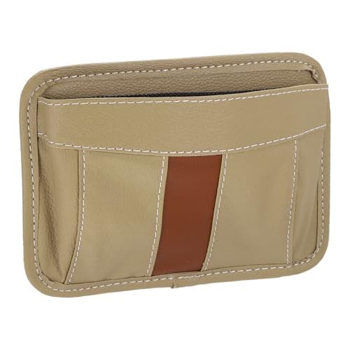 sourcing map Car Seat Side Pocket Organizer PU Leather Auto Door Console Storage Bag Car Seat Gap Filler Multifunctional Car Pocket Pouch for Keys Coins Phone Sunglasses, Beige