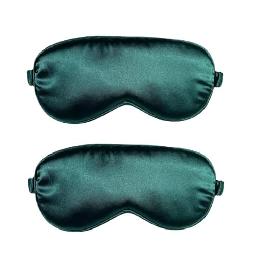 WESTEND CHOICE Sleep Mask 2 Pack Soft Satin Silk Eye Mask for Men Women Eye Blindfold for Travel Light Blocking Night Sleep Mask Comfortable Blackout Sleeping Mask (Dark Green)