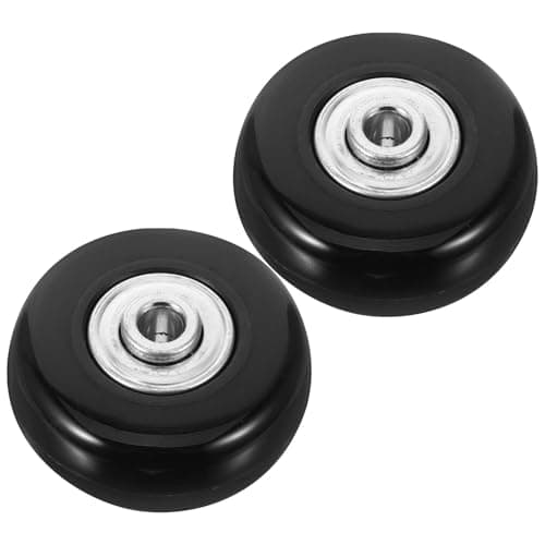 Luggage Replacement Wheels Black Rubber Metal Suitcase, 2pcs