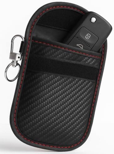 Faraday Pouch for Car Keys, Signal Blocking Case with RFID and Keyless Entry Protection, Carbon Fibre Style Key Fob Bag, Anti-Theft Security Holder to Help Prevent Relay Attacks from Wifi Bluetooth