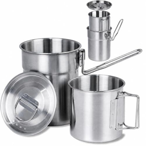 kokkoya Camping Pot Portable Stainless Steel Camping Cookware with Lid