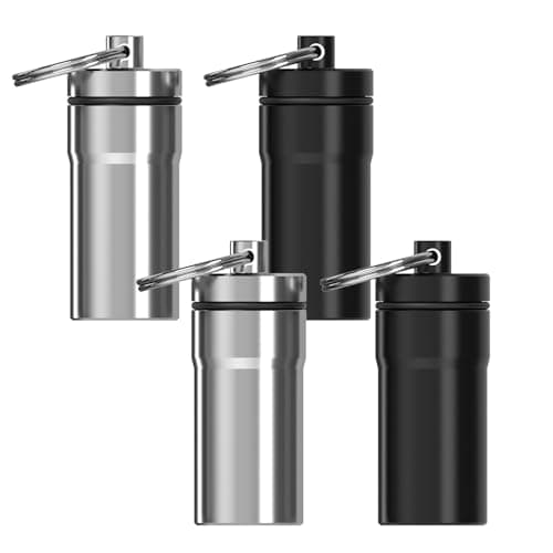 Adorila 4 Pack Aluminium Ear Plug Case with Keychain, Waterproof, Portable, Black & Silver