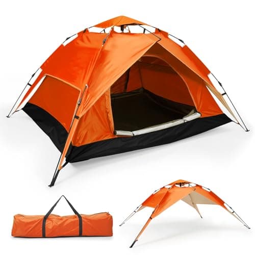 Warmiehomy 2-3 Man Pop Up Tent Double Layer, Orange