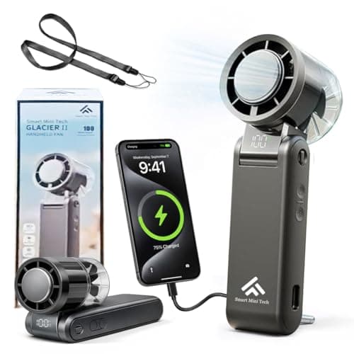 Portable Handheld Fan and Desk Fan with Power Bank, Portable Rechargeable Cooling for Travel Essentials and Camping Essentials, Gifts for Women, for Home Office, Indoor and Outdoor Use.