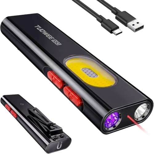 TUOWEE UV EDC Torch Rechargeable, 1000 Lumens LED Pocket Torch Light