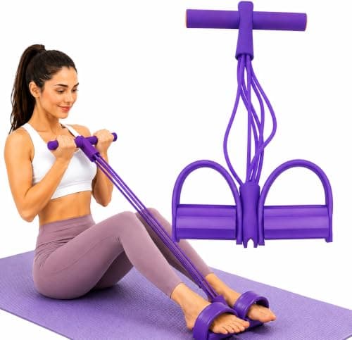 WANVE Pedal Resistance Band with Handle, 6-Tube, Home Workout Full Body Exercise, Pilates & Yoga, Foot Resistance Training Band with Handles for Arms, Legs, Abs & Waist