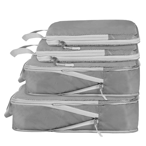 Compression Packing Cubes,Travel Storage Bag, Travel Packing Essentials for Suitcase Organizer Bags, Packing Organiser for Carry On Luggage (Grey, Set of 4)