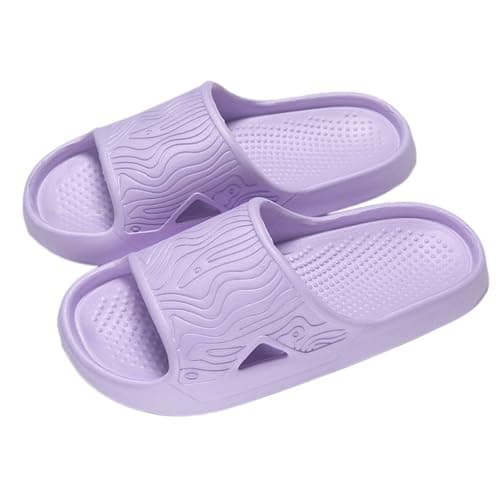 Unisex Summer Thick Soled Indoor Slippers for Home, Non-Slip Soft Sole Bathroom Slippers with Cushioned Support, Lightweight Slide Sandals for Men and Women, Easy to Clean (Purple, 5)