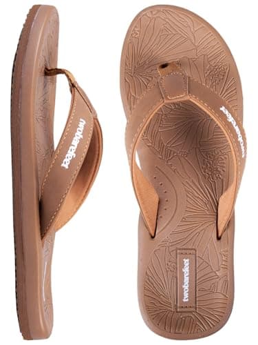 Two Bare Feet Women's Flip Flops – Comfortable Lightweight Beach Sandals, Non-Slip Sole, Waterproof Summer Sliders – Perfect for Holiday, Pool & Casual Wear (Blossom (Brown), 6)