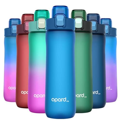 Opard 600ml Plastic Water Bottle Dishwasher Safe, Leakproof Flip-Top Lid, BPA Free Tritan, Wide Mouth Reusable Kids Water Bottle for School Hiking Commuting Outdoor Travel and Gym