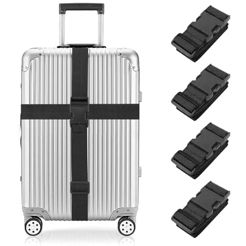 Newthinking Luggage Straps 4 Pack, 3.8x200CM Adjustable Suitcase Straps