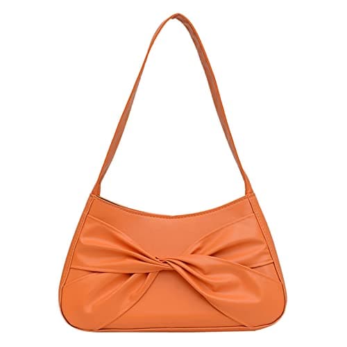 VaiKanhai Pocket Projector Solid Color Bow Personality Simple Armpit Square Pockets Ashtray, orange, One Size