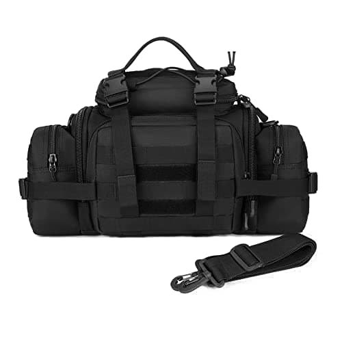 Huntvp Waist Bag Molle Fanny Pack Bumbag Sling Shoulder EDC Bag Carry-on Bag Handbag for Working Camping Hiking Outdoors Activities Black