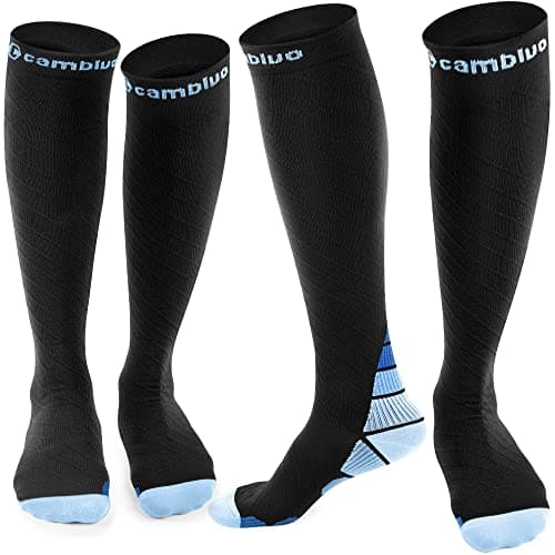 CAMBIVO Compression Socks for Women & Men 2 Pairs, Travel Flight Socks