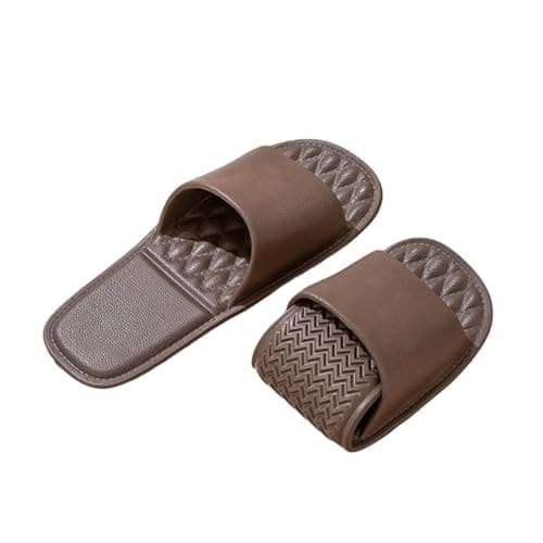 Lightweight Portable Travel Slippers for Men and Women, Quick-Dry Breathable Indoor Outdoor Hotel Swimming Pool Flip Flops with Flexible Sole, Non-Slip, Machine Washable Brown