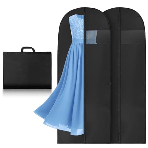 Vicloon Garment Bags, 2PCS Clothes Cover Bags Set Waterproof Dustproof With Zipper Handles, Long Garment Bag Dress Covers Breathable Suit Protector for Clothes/Shirts/Gowns/Dresses 60 * 180cm