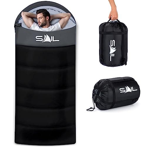 SAIL Extra Wide Sleeping Bag XXL for Big Tall Adults, 230x100 cm, Black