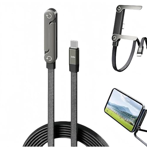 240W USB C to USB C Charging Cable, 1.5M 2-in-1 Type C Fast Charger Lead with Foldable Phone Stand, PD Power Delivery & Data Sync, Compatible with iPhone, Samsung Galaxy, Android & Google Pixel