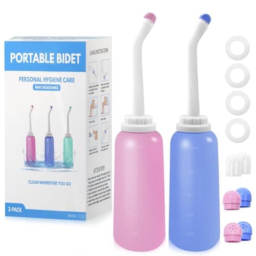 Peri Bottle Postpartum 2 Pack, RUFCRIL 500ml Perineal Wash Bottle, Portable Bidet with Carry Bags, Boilable TPE & Leak-Proof Sealing Rings, Postpartum Essentials, Hospital Bag