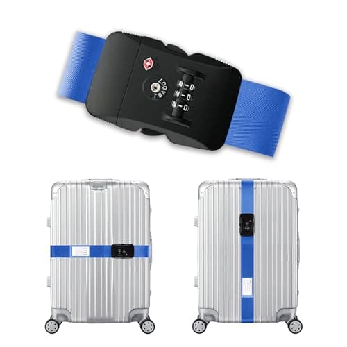 Veki Luggage Straps with TSA Approved Lock, Suitcase Strap, 1pc Blue
