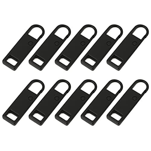 Zipper pull replacement parts,10 Pcs Black Zipper Pull Tabs Metal Replacement Zip Fixers Spring-Loaded Zipper Pulls for Clothes Suitcase Backpack DIY Craft
