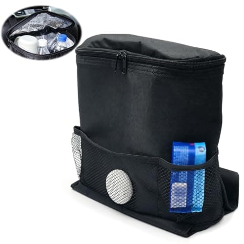 KASESSS Car Seat Organiser with Insulated Cool Bag, Oxford Cloth Multi-Pocket Car Organiser with Tissue Holder, Water Bottle Pockets, Foldable Thermal Cooler Bag for Most Cars Family Road Trip
