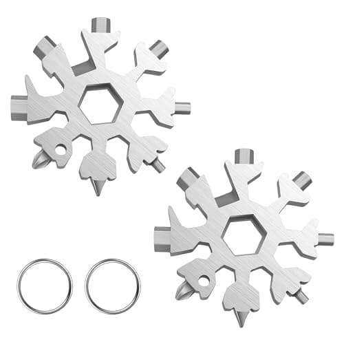 WedDecor Smart Portable 18-in-1 Snowflake Multi Tool with Screwdriver, Wrench, Bottle Opener for Outdoor Travel, Camping, Daily Tool & Keyring, Multifunctional Portable Gadget, Silver, Pack of 2