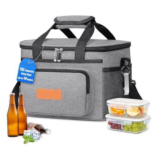 15L Insulated Lunch Bag Foldable Waterproof Cooler Bag 14-Hour Insulation