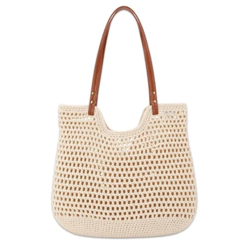 Elovara Womens Straw Beach Bag Large Crochet Tote Bag with Magnetic Clasp