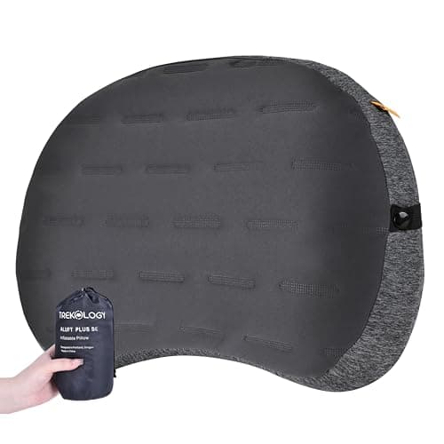 TREKOLOGY Camping Pillow - Premium Inflatable Pillow for Camping, Beach, and Travel - Ultimate Comfort for Adults (Grey)