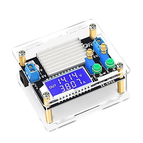DROK Boost Buck Converter, DC 5.5-30V to 0.5-30V 5V 12V 24V Output Adjustable Power Supply Regulator Module, 4A 35W High Power Voltage Step Up Down Converter Board with Case LCD Display