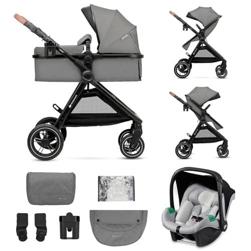 Kinderkraft ESME 3-in-1 Travel System with Mink PRO I-Size Car Seat, Grey