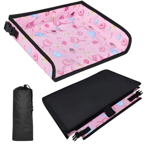Babenest Airplane Tray Table Cover for Kids with Pockets, Candy Pink