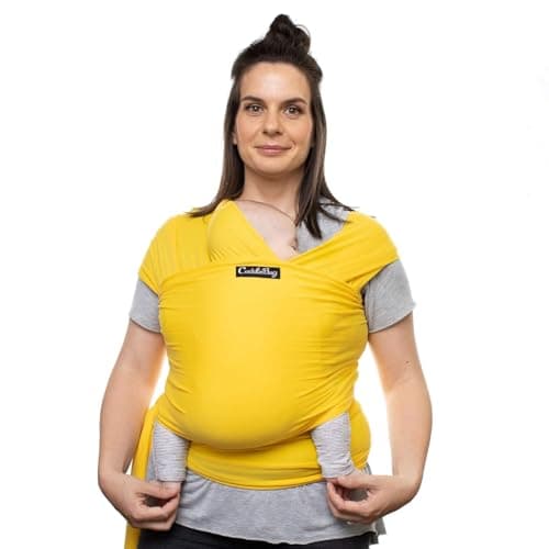 Cuddlebug Baby Wrap Carrier, Soft Stretchy Newborn Sling, 3-16 kg, Yellow