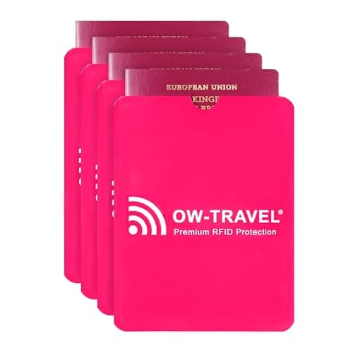 OW-Travel RFID Blocking Passport Protector Sleeves, TÜV Certified, 4 Pcs