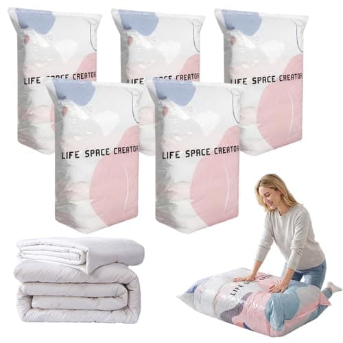 No‑Pump Vacuum Storage Bags, Vakuumbeutel ohne Pumpe, Vakuum-Aufbewahrungsbeutel, platzsparende Versiegelungsbeutel,3D-Vakuum-Aufbewahrungsbeutel Ohne Pumpe, Bettdecken & Reisen (5PC,100 * 80 * 30cm)
