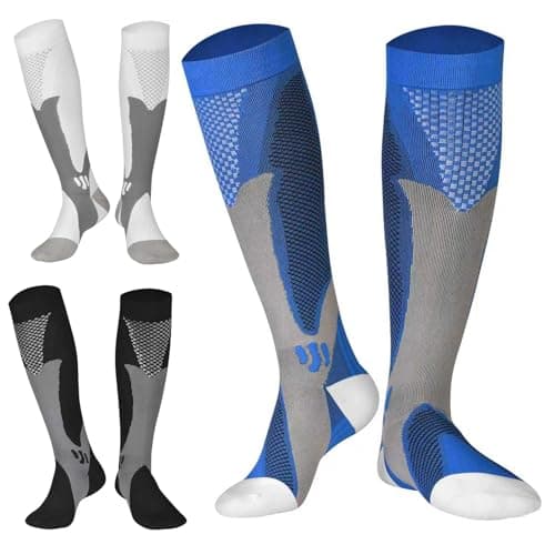 Gcbiger Compression Socks (3 Pairs) for Men Circulation 20-30 mmhg Medical Compression Stockings Women Nursing